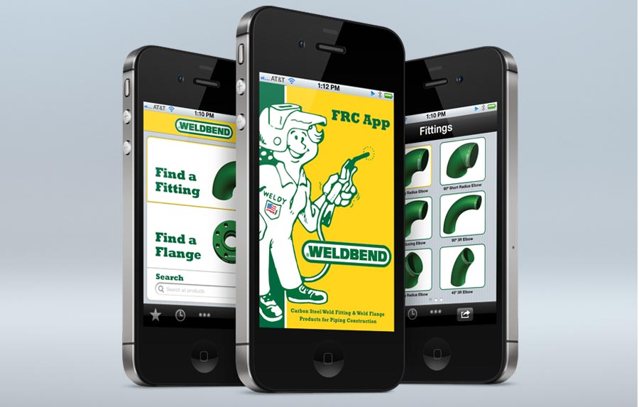 Weldbend App weld fittings catalog display on iphone